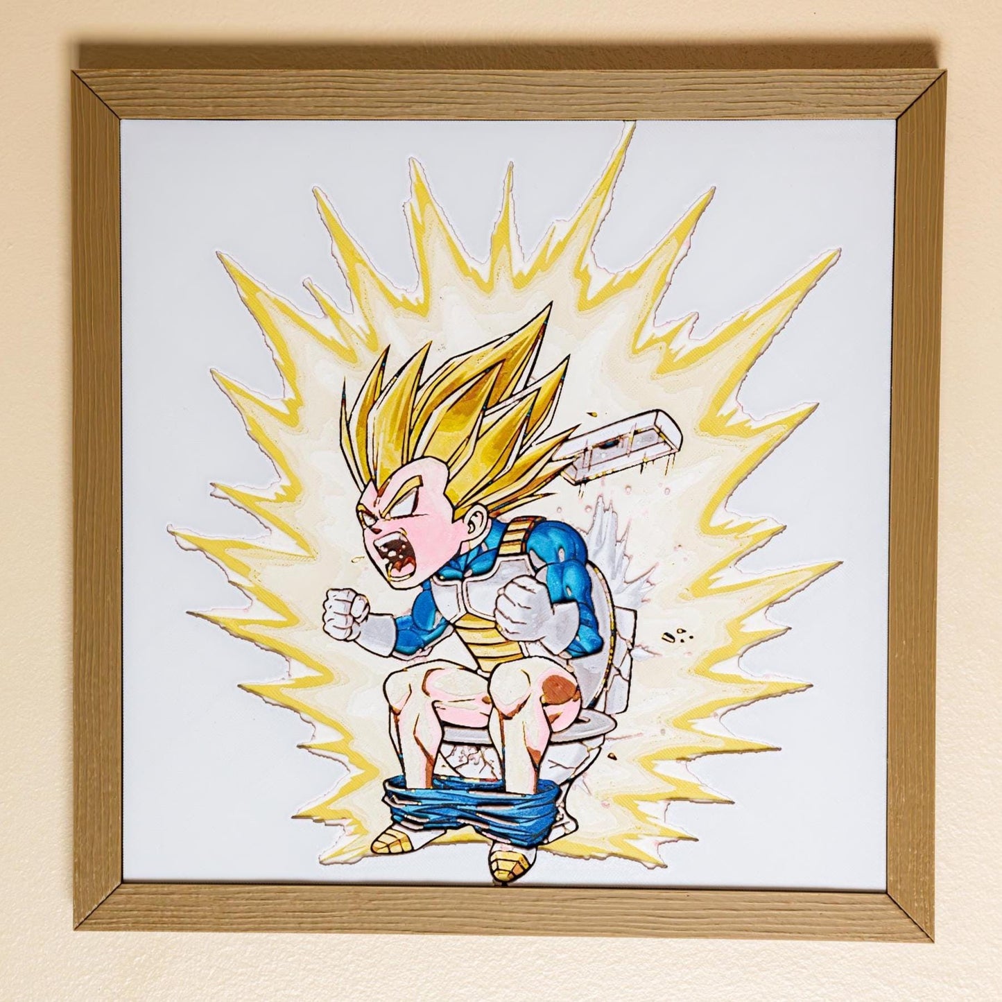 Vegeta Super Saiyan Toilet Blast - Humorous Pooping Scene" Anime Art | 3d Filament Painting