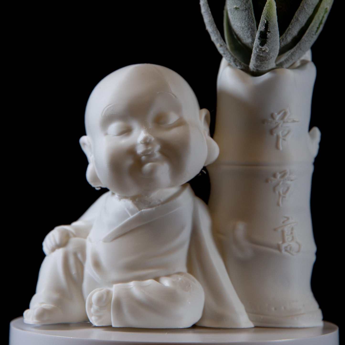 Laughing Buddha Bamboo Vase – Feng Shui Zen Decor | Spiritual Home & Office Ornament | Meditation and Tranquility Gift