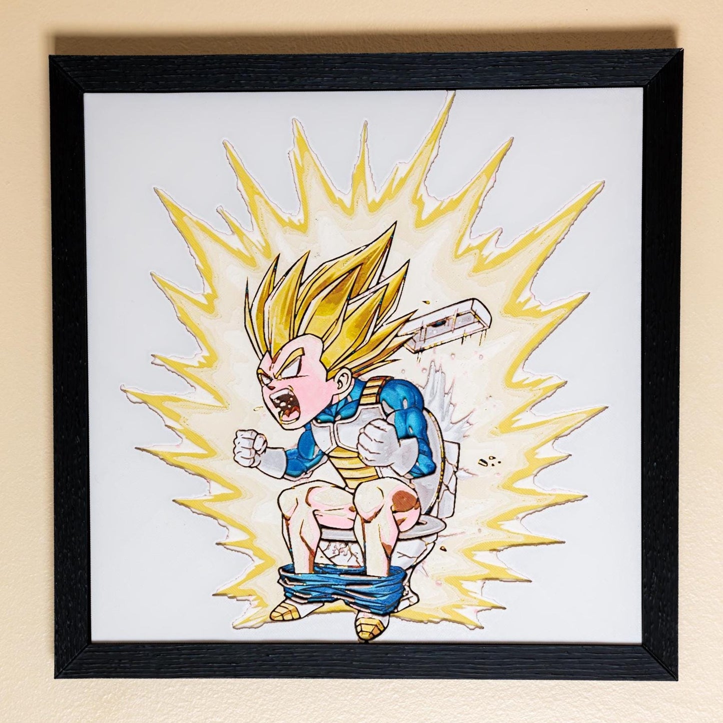 Vegeta Super Saiyan Toilet Blast - Humorous Pooping Scene" Anime Art | 3d Filament Painting