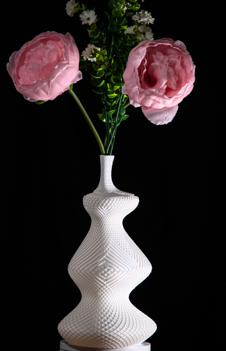 💎 Diamond Curve Vase | Textured White 3D Printed Statement Home Decor