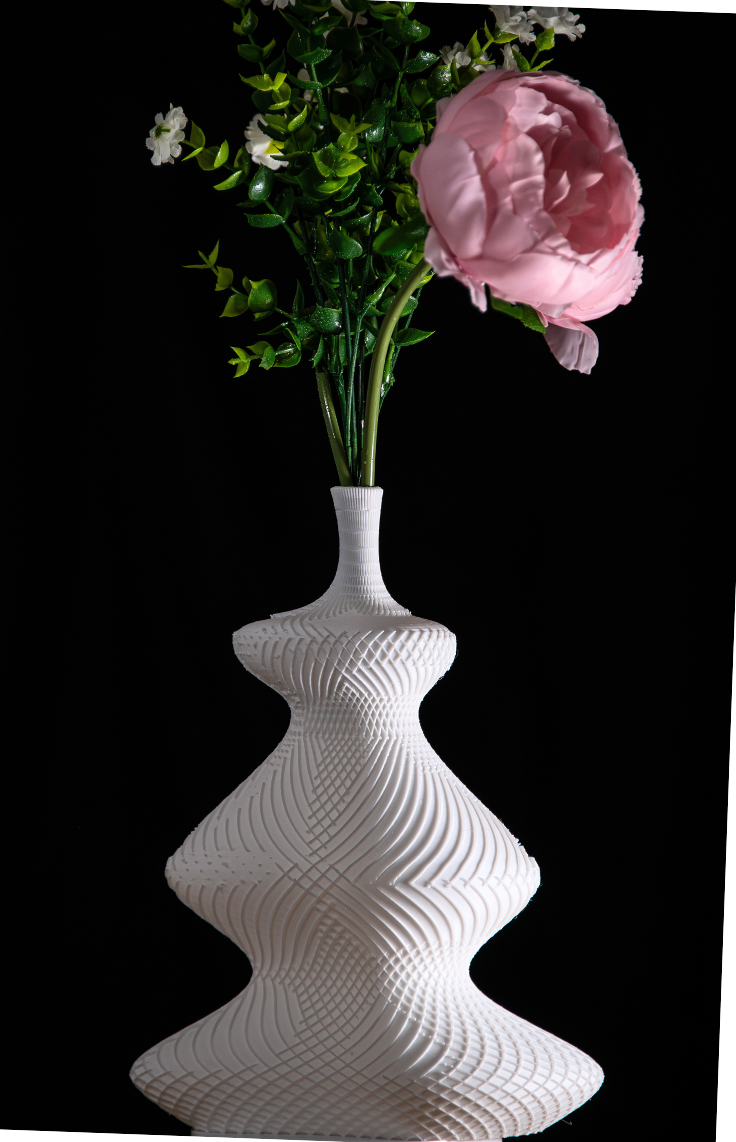 💎 Diamond Curve Vase | Textured White 3D Printed Statement Home Decor