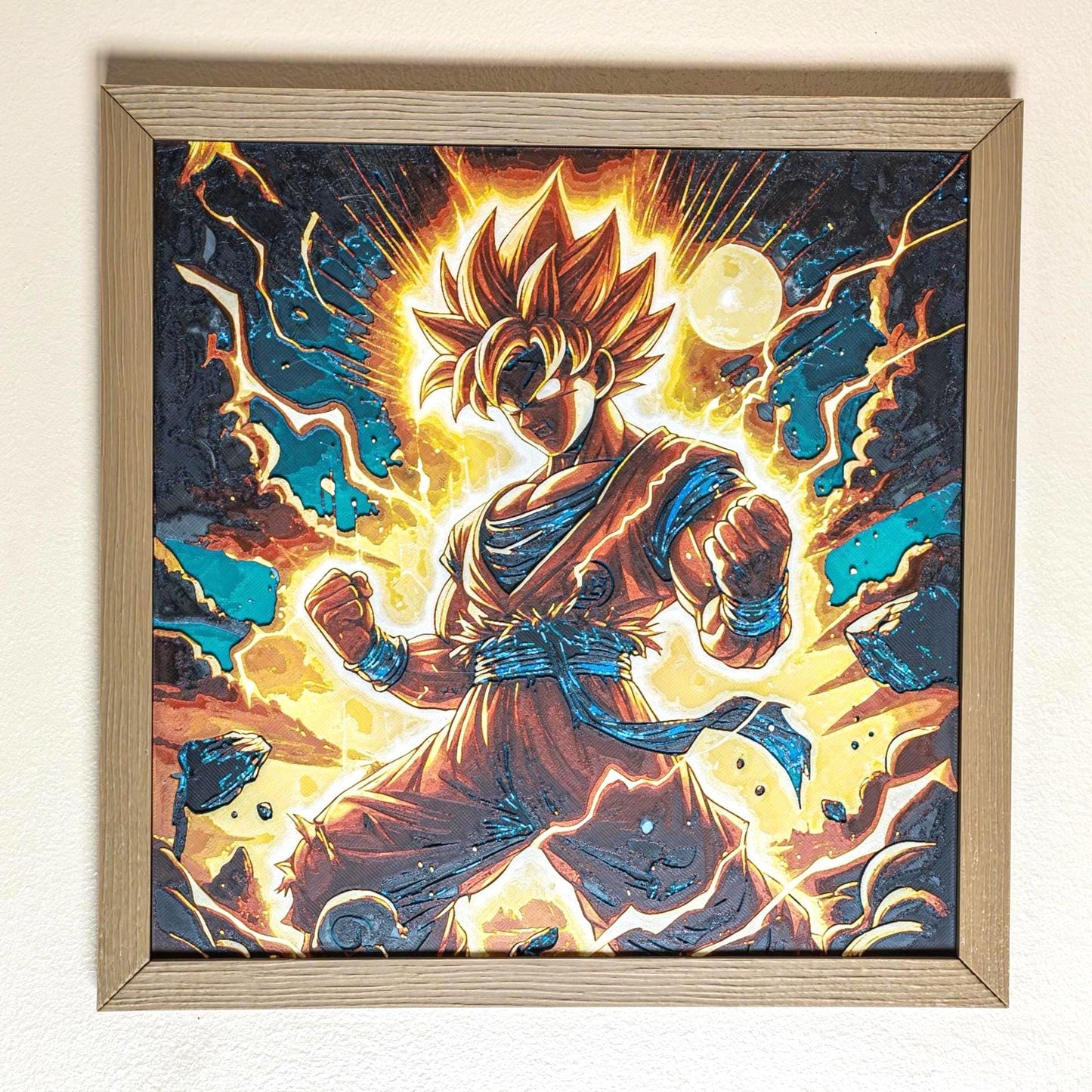 Super Saiyan Goku on Fire - Anime Art | 3d Filament Painting