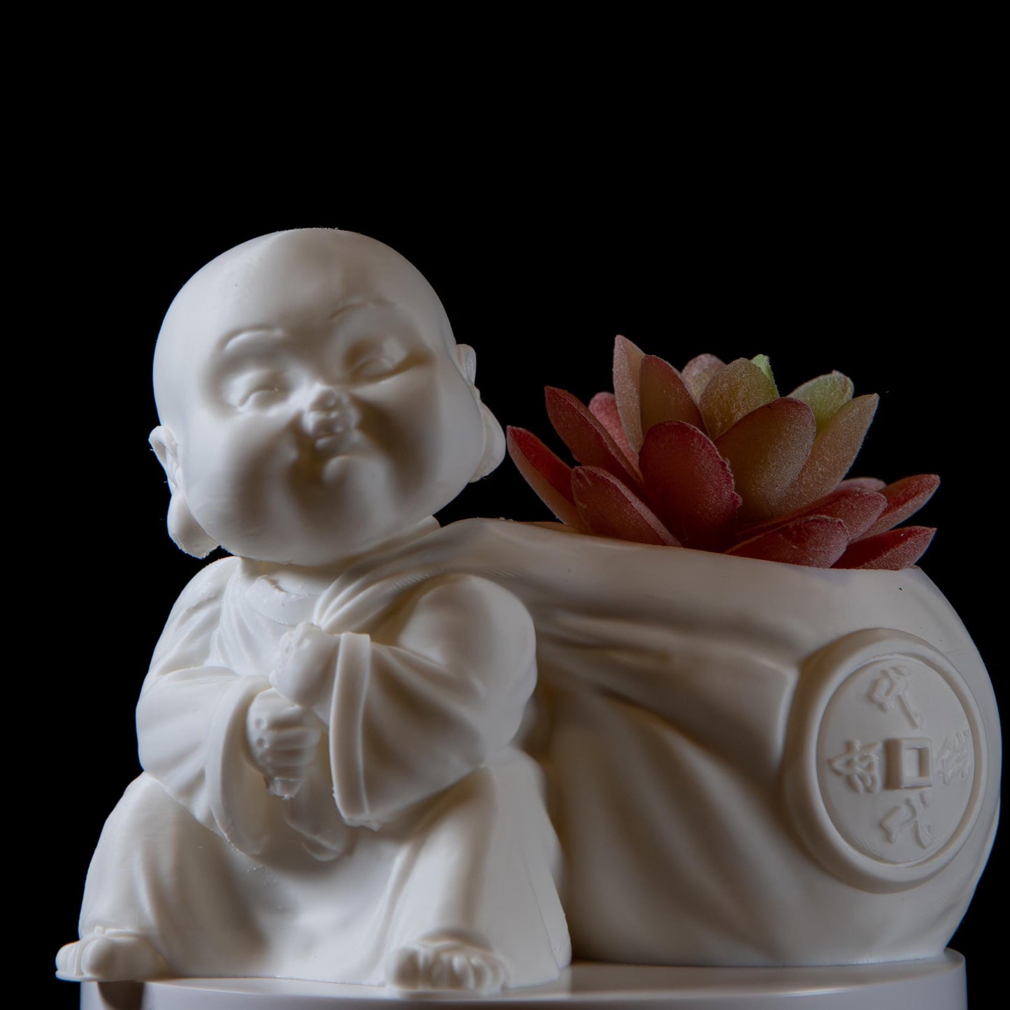 Laughing buddha with Wealth Bag succulent – Feng Shui Wealth & Luck Statue | Spiritual Home Décor |