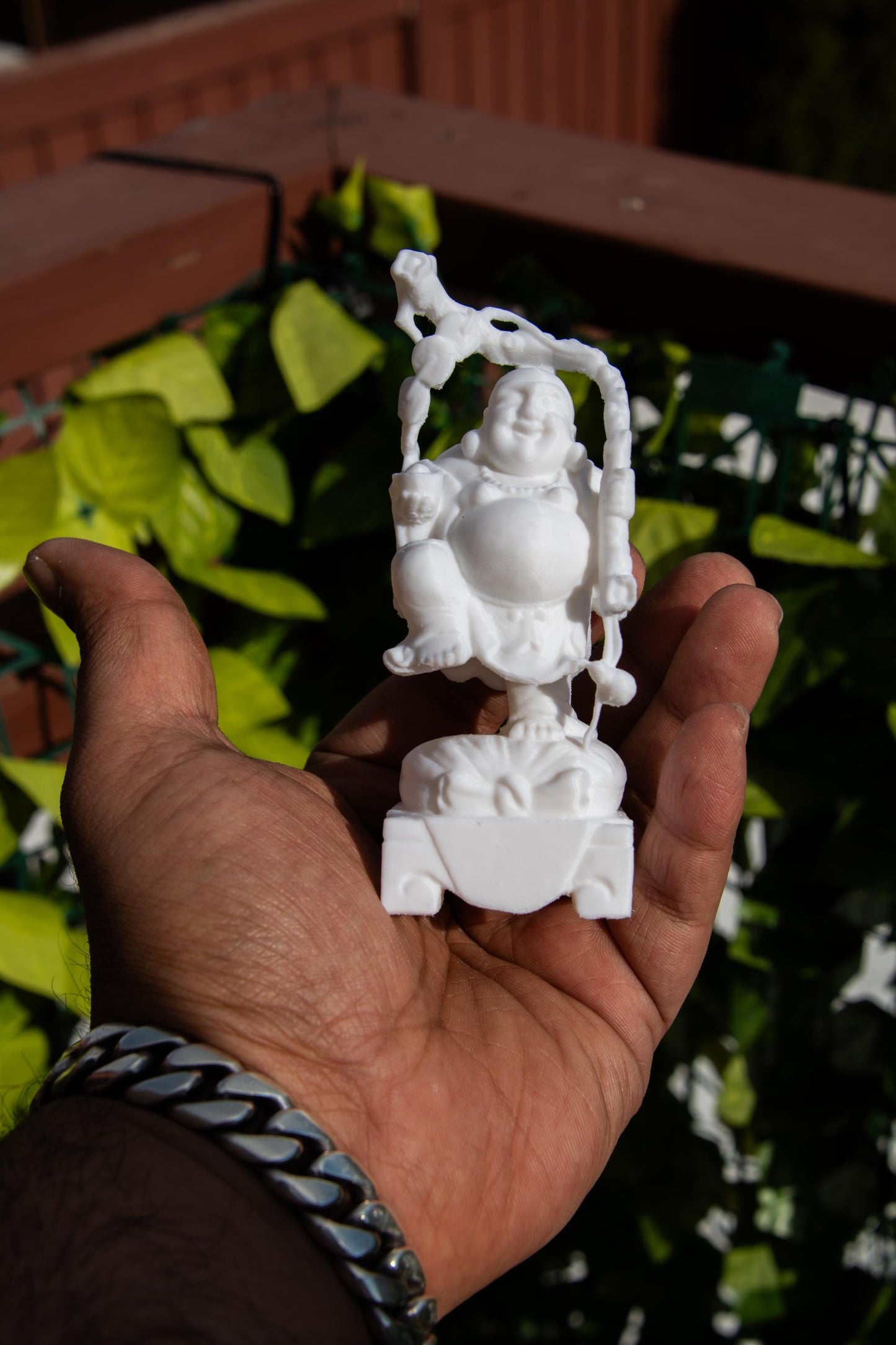 Laughing Buddha on Swing – Feng Shui Happiness & Wealth Statue | Lucky Charm for Home and Office | Spiritual Zen Decor