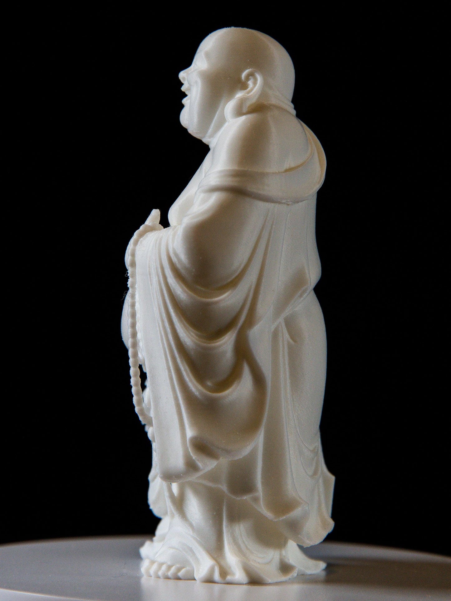Laughing Buddha with Fan & Prayer Beads - Feng Shui Wealth and Happiness Statue