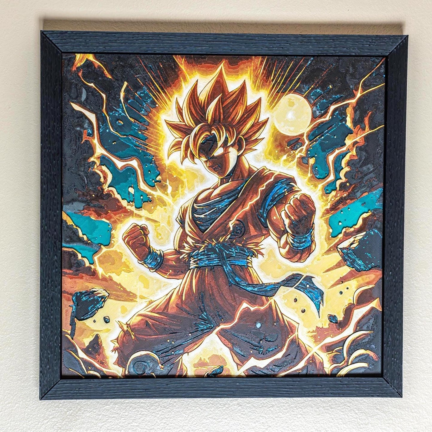 Super Saiyan Goku on Fire - Anime Art | 3d Filament Painting
