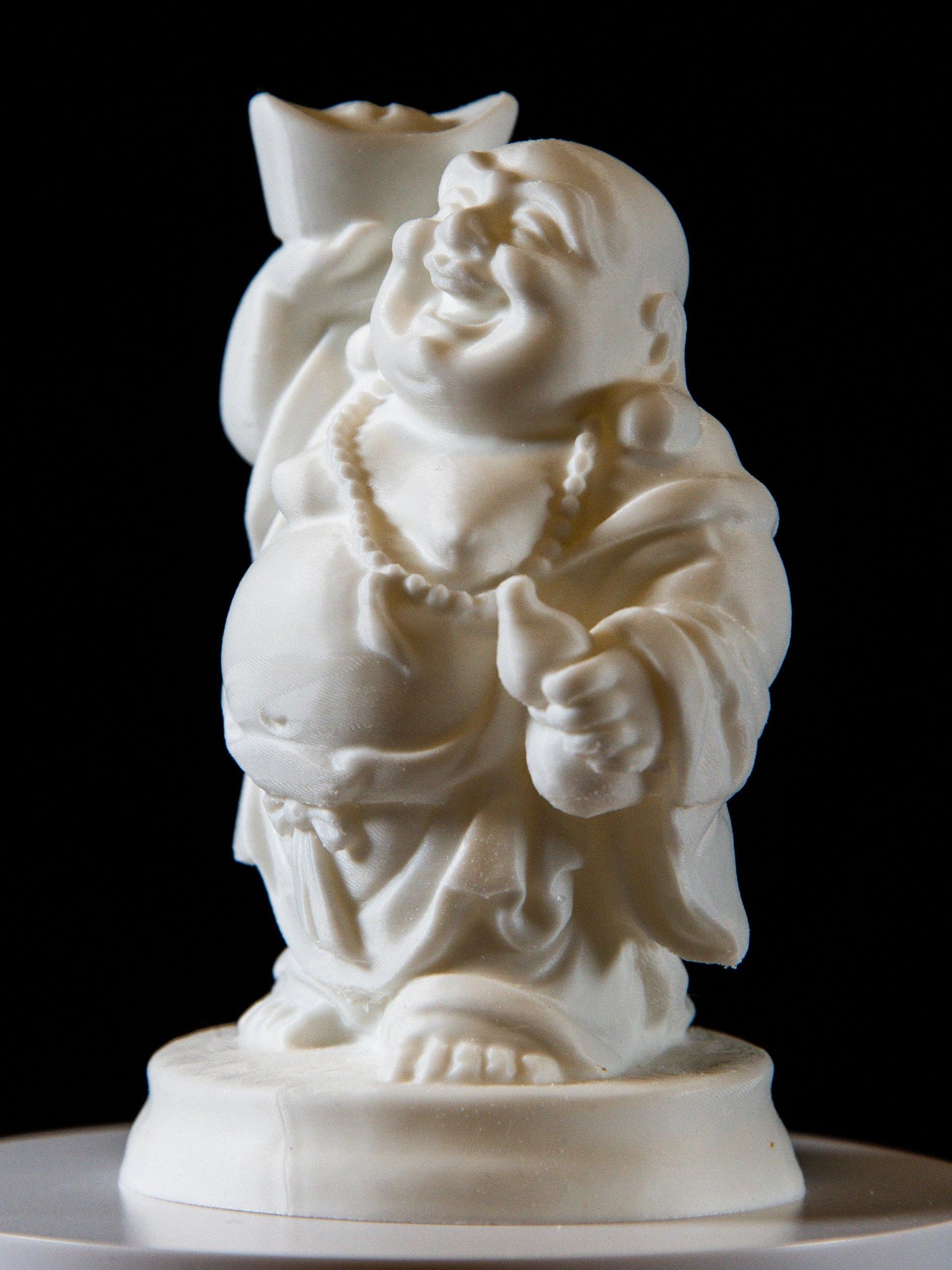 Laughing Buddha Holding Gold Ingot – Feng Shui Wealth & Happiness Statue | Prosperity and Luck Charm | Spiritual Home Decor