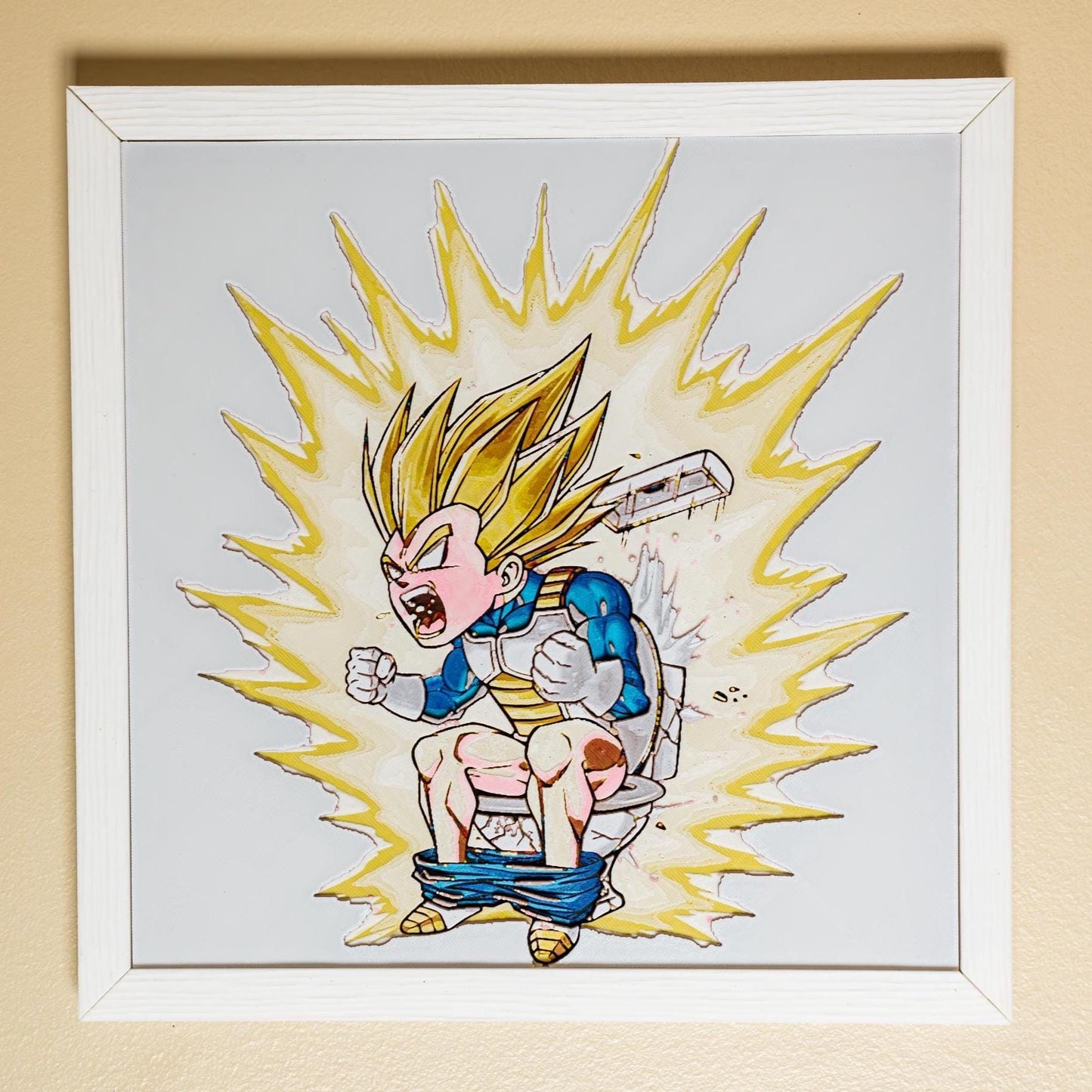 Vegeta Super Saiyan Toilet Blast - Humorous Pooping Scene" Anime Art | 3d Filament Painting