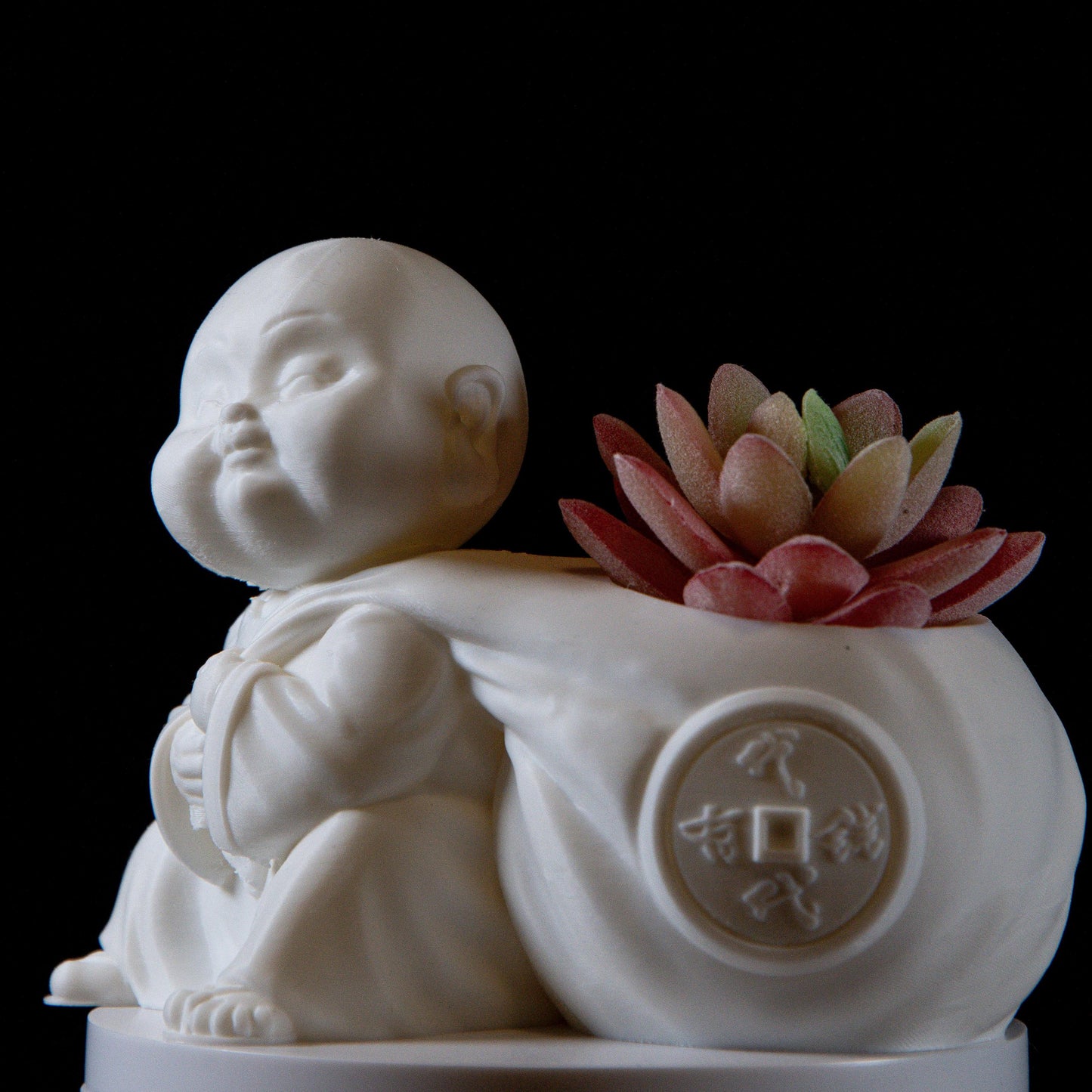 Laughing buddha with Wealth Bag succulent – Feng Shui Wealth & Luck Statue | Spiritual Home Décor |