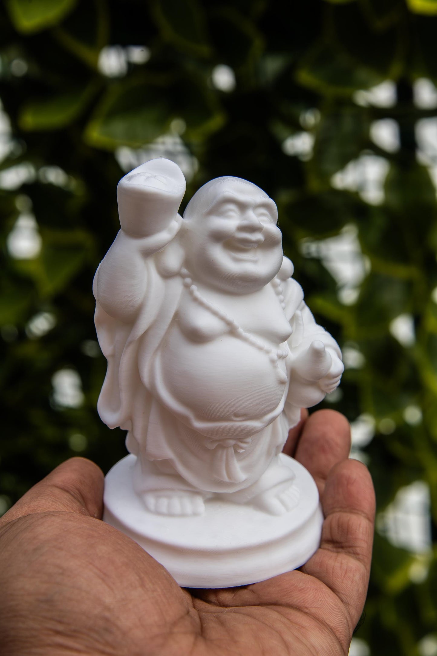 Laughing Buddha Holding Gold Ingot – Feng Shui Wealth & Happiness Statue | Prosperity and Luck Charm | Spiritual Home Decor