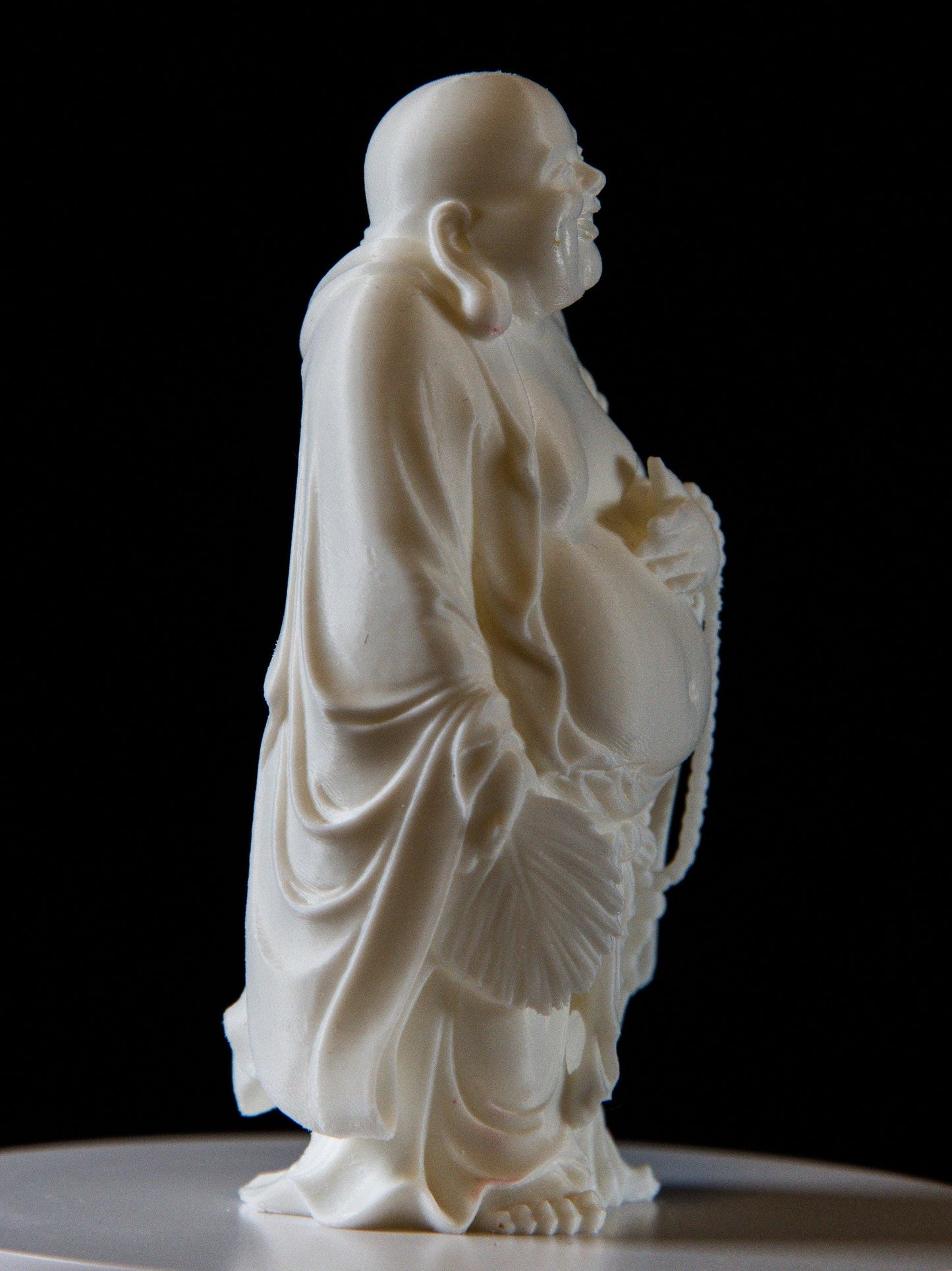 Laughing Buddha with Fan & Prayer Beads - Feng Shui Wealth and Happiness Statue