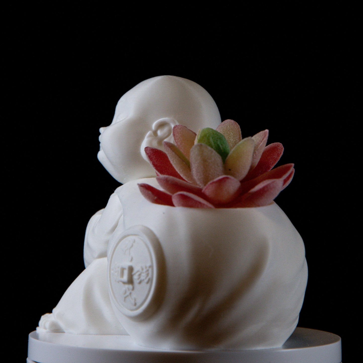 Laughing buddha with Wealth Bag succulent – Feng Shui Wealth & Luck Statue | Spiritual Home Décor |