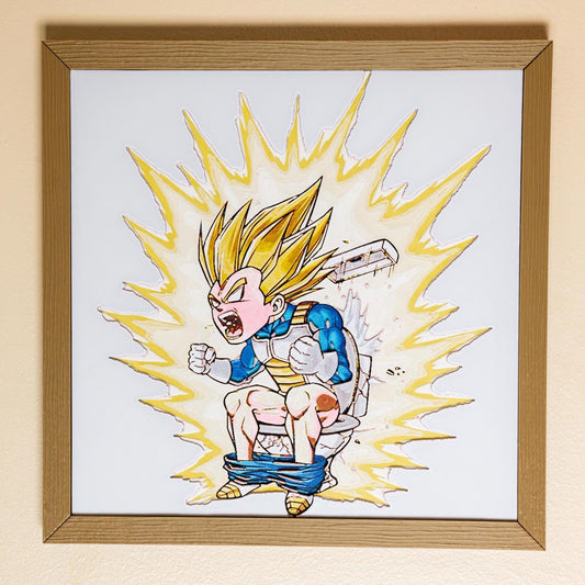 Vegeta Super Saiyan Toilet Blast - Humorous Pooping Scene" Anime Art | 3d Filament Painting