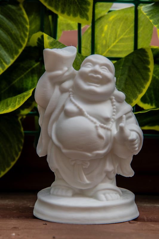 Laughing Buddha Holding Gold Ingot – Feng Shui Wealth & Happiness Statue | Prosperity and Luck Charm | Spiritual Home Decor