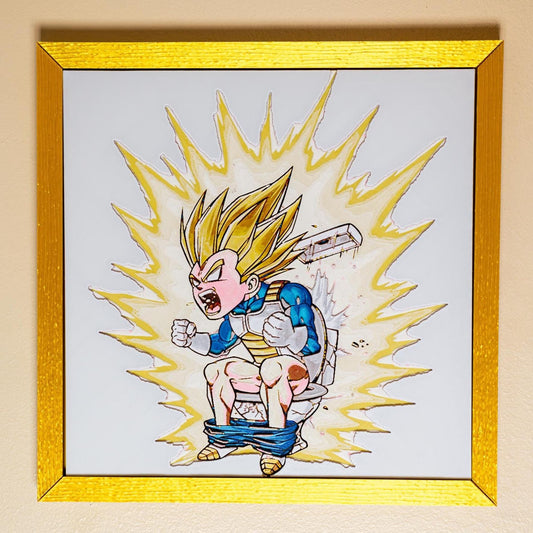 Vegeta Super Saiyan Toilet Blast - Humorous Pooping Scene" Anime Art | 3d Filament Painting