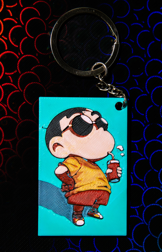 🍹Cool Shin-Chan Sippin’ – 3D Layered Keychain (Exclusive Design)