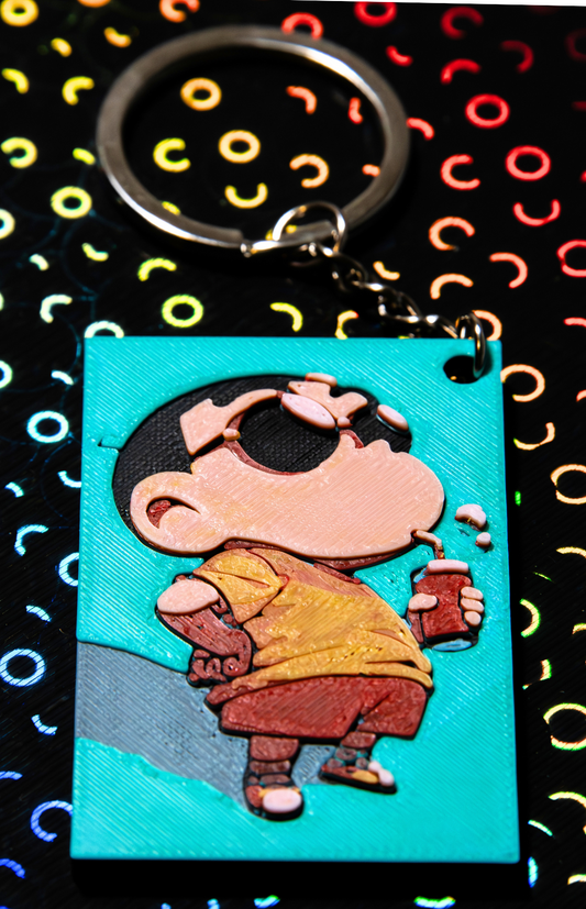 🍹Cool Shin-Chan Sippin’ – 3D Layered Keychain (Exclusive Design)
