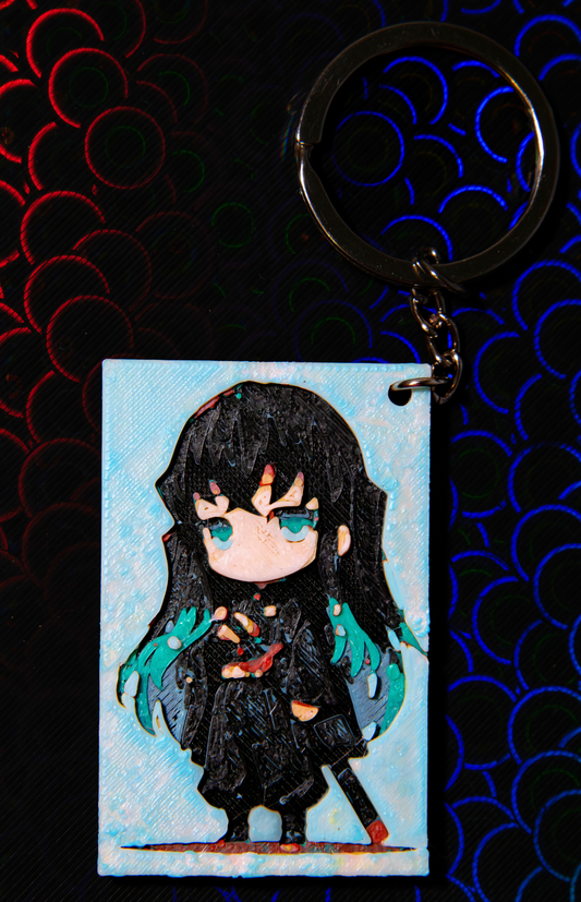 🌫️ Muichiro Tokito Chibi Keychain – 3D Demon Slayer Collectible