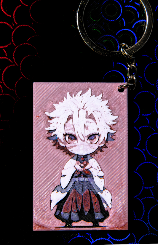 🌒 Kokushibo Chibi Keychain – 3D Demon Slayer Villain Series (Exclusive)