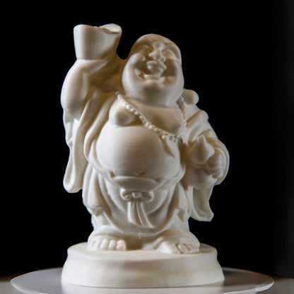 Laughing Buddha Holding Gold Ingot – Feng Shui Wealth & Happiness Statue | Prosperity and Luck Charm | Spiritual Home Decor