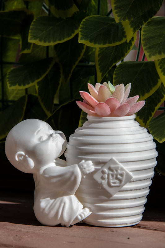 Laughing buddha succulent planter - Elegant home decor fengshui