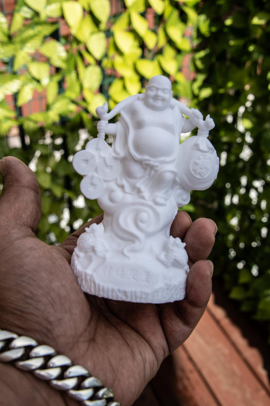 Laughing Buddha with Lucky Coins and Treasure Bag – Feng Shui Fortune Statue | Prosperity and Abundance Symbol | Home & Office Decor