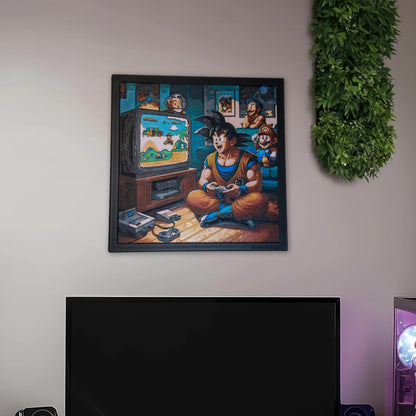 Dragon Ball Z Wall Art - Goku Playing Mario 3D Printed Filament Painting | Unique Home Decor Gift