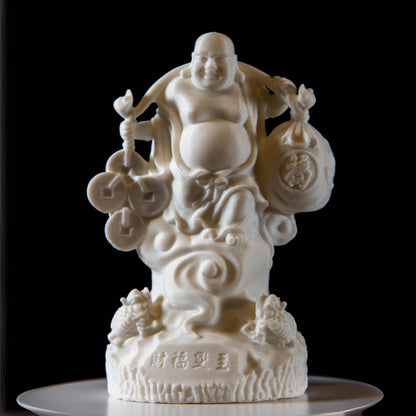 Laughing Buddha with Lucky Coins and Treasure Bag – Feng Shui Fortune Statue | Prosperity and Abundance Symbol | Home & Office Decor